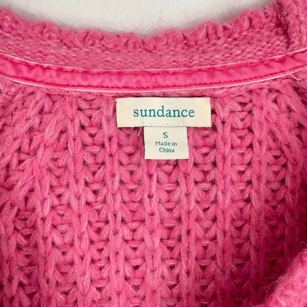 Sundance Knit Cardigan Women Size Small Pink Chunky Long Sleeve - Picture 3 of 11